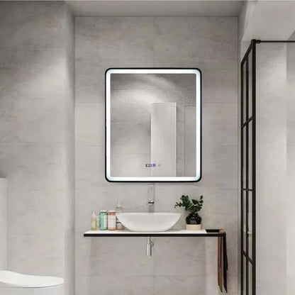 Rectangular LED Mirror 70x90cm EDGE Touch Demister System, Black Frame Mirrors Korman E Default Title Alessandro Design