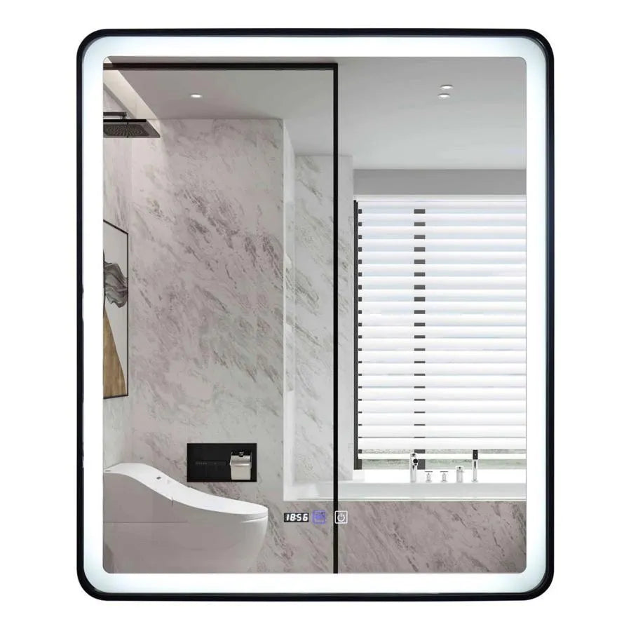 Rectangular LED Mirror 70x90cm EDGE Touch Demister System, Black Frame Mirrors Korman E Default Title Alessandro Design