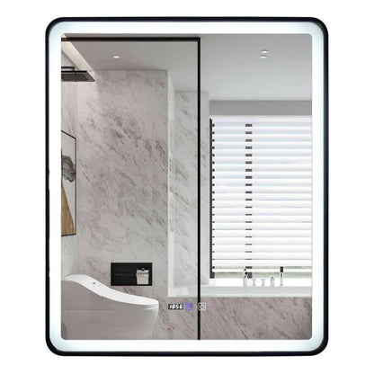 Rectangular LED Mirror 70x90cm EDGE Touch Demister System, Black Frame Mirrors Korman E Default Title Alessandro Design