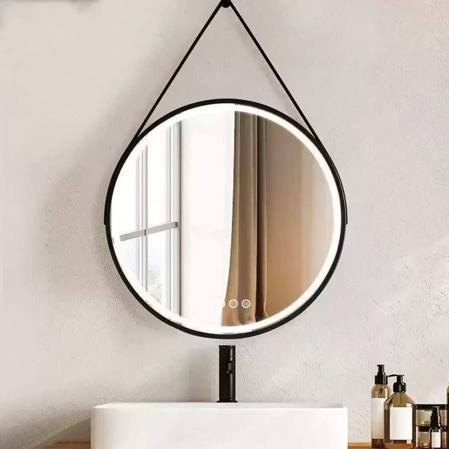 LED Round Mirror, 60cm, Celeste Majeste Noir Eleve MotionGlow Marcello, Demisting System, Clock & Thermometer, Dimable Mirrors Marcello Default Title Alessandro Design