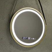 Round LED Mirror, 60cm, Celeste Royale Gold Eleve MotionGlow Marcello, De-fogging System, Clock & Thermometer, Dimmable, Detachable Strap Marcello Mirrors Default Title Alessandro Design