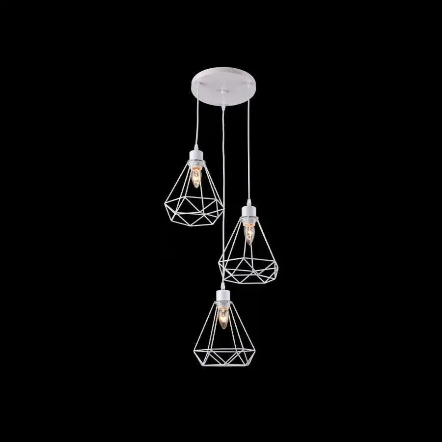 Diamond Shape Chandelier, STRUCTURE, 3xE27, White, Metal Industrial Chandeliers Default Title Alessandro Design