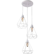 Diamond Shape Chandelier, STRUCTURE, 3xE27, White, Metal Industrial Chandeliers Default Title Alessandro Design