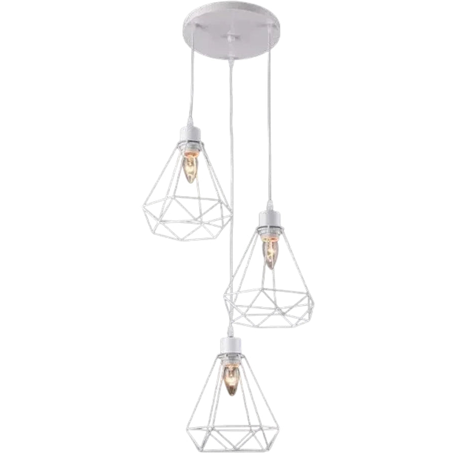 Diamond Shape Chandelier, STRUCTURE, 3xE27, White, Metal Industrial Chandeliers Default Title Alessandro Design