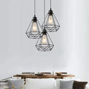 Diamond Shape Chandelier, STRUCTURE, 3xE27, Black, Metal Industrial Chandeliers Default Title Alessandro Design