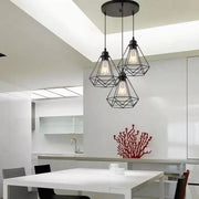 Diamond Shape Chandelier, STRUCTURE, 3xE27, Black, Metal Industrial Chandeliers Default Title Alessandro Design