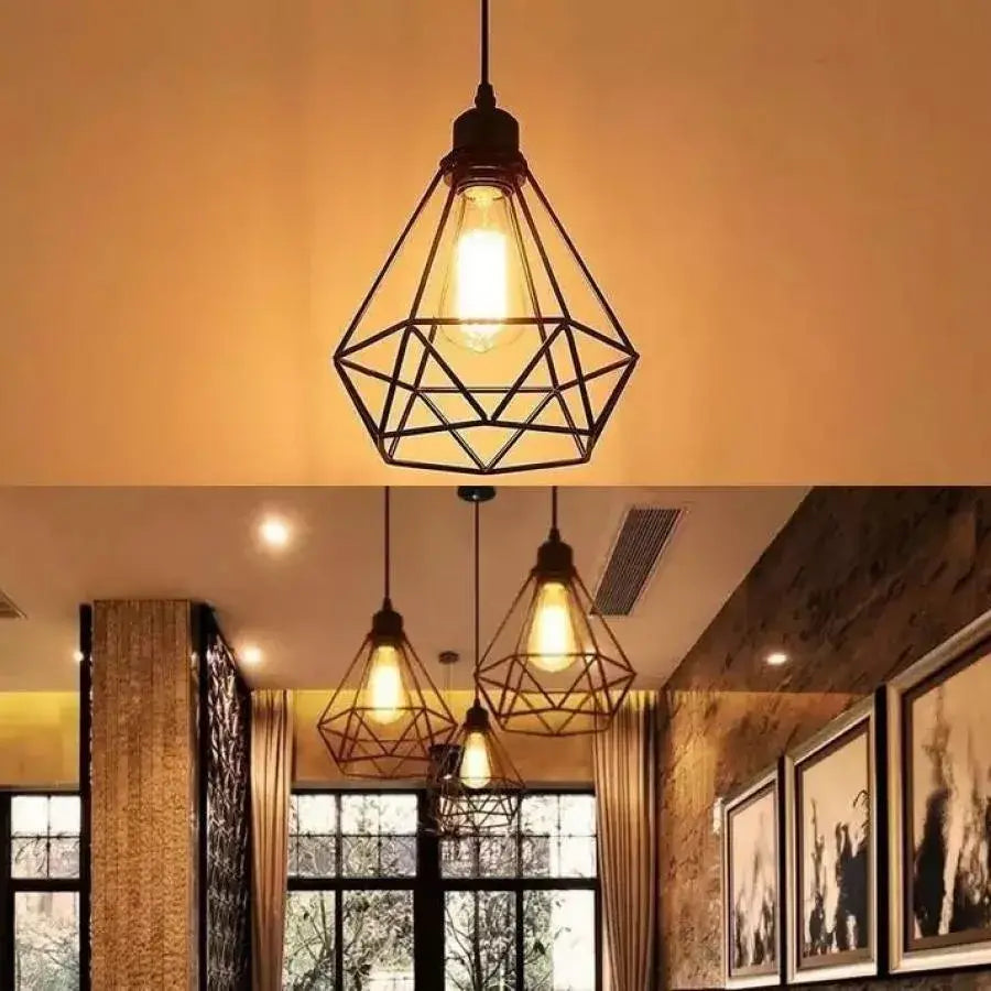 Diamond Shape Chandelier, STRUCTURE, 1xE27, Black, Metal Industrial Chandeliers Default Title Alessandro Design