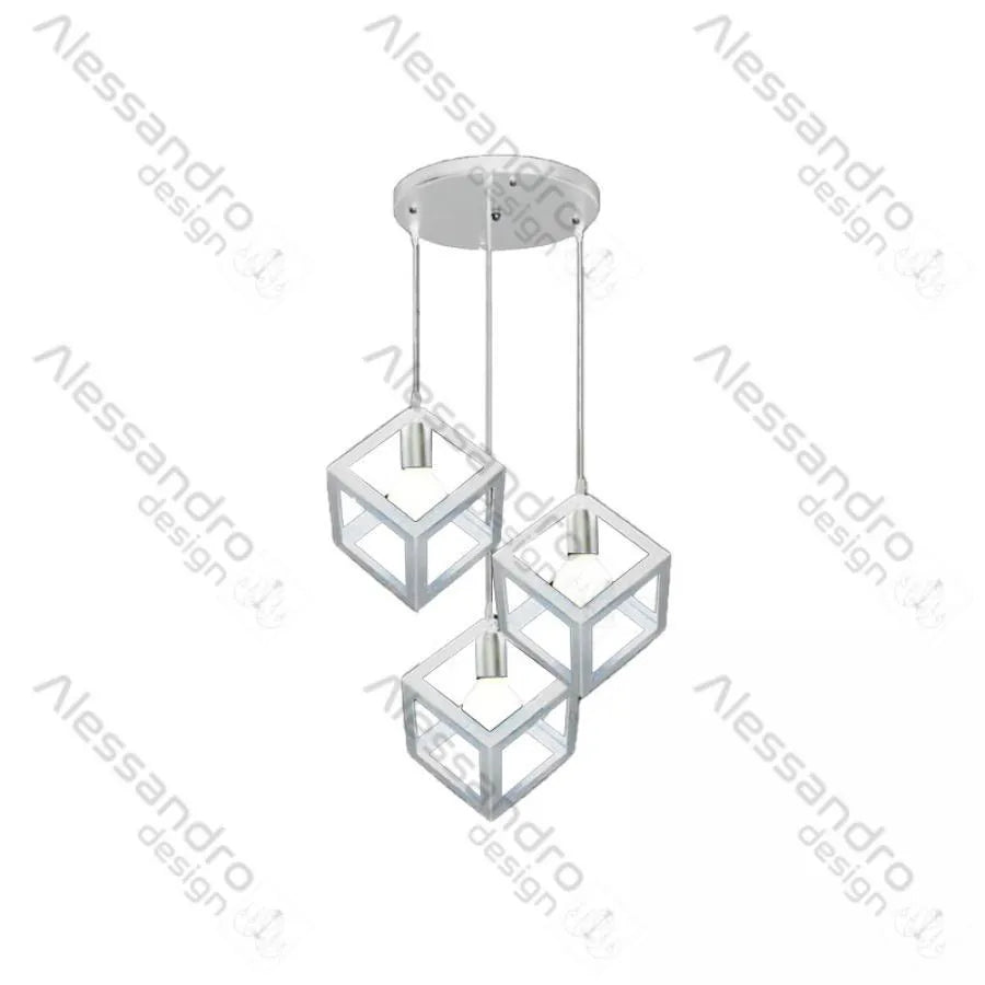 Luster Form Cube, STRUKTUR Cluster, 3xE27, White, Metal Luster Industrial Default Title Alessandro Design