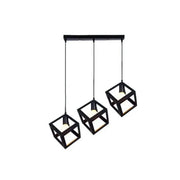 Cube Shape Chandelier, STRUKTUR Linear Trio, 3x E27, Black, Metal Luster Industrial Default Title Alessandro Design