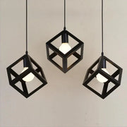 Cube Shape Chandelier, STRUKTUR Linear Trio, 3x E27, Black, Metal Luster Industrial Default Title Alessandro Design