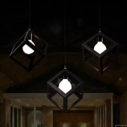 Cube Shape Chandelier, STRUKTUR Linear Trio, 3x E27, Black, Metal Luster Industrial Default Title Alessandro Design