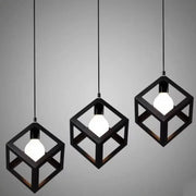 Cube Shape Chandelier, STRUKTUR Linear Trio, 3x E27, Black, Metal Luster Industrial Default Title Alessandro Design