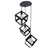 Cube Shape Chandelier, STRUKTUR Cluster, 3 x E27, Black, Metal Luster Industrial Default Title Alessandro Design