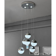 Suspended LED chandelier with remote control JEREMIAS 63W, 6 Elements, Cold/Warm/Neutral light, Dimmable, Silver, Height Adjustable Modern Chandeliers Default Title Alessandro Design