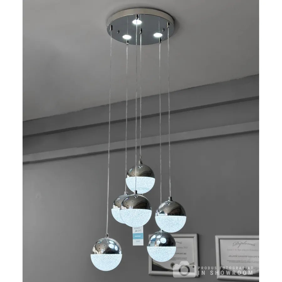 Suspended LED chandelier with remote control JEREMIAS 63W, 6 Elements, Cold/Warm/Neutral light, Dimmable, Silver, Height Adjustable Modern Chandeliers Default Title Alessandro Design