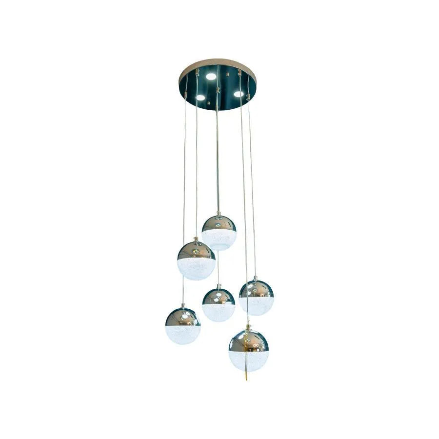 Suspended LED chandelier with remote control JEREMIAS 63W, 6 Elements, Cold/Warm/Neutral light, Dimmable, Silver, Height Adjustable Modern Chandeliers Default Title Alessandro Design