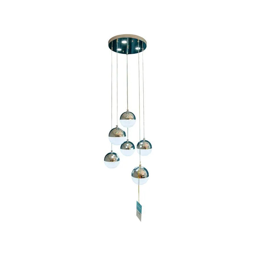 Suspended LED chandelier with remote control JEREMIAS 63W, 6 Elements, Cold/Warm/Neutral light, Dimmable, Silver, Height Adjustable Modern Chandeliers Default Title Alessandro Design
