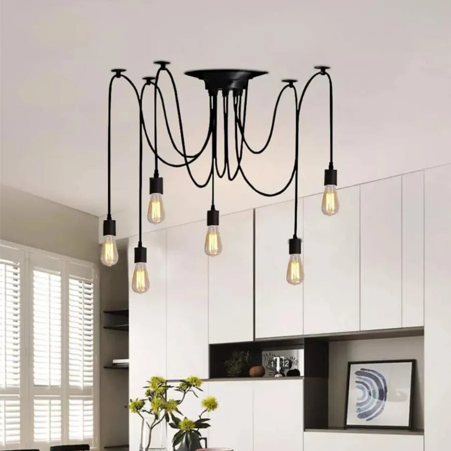 Spider Pendant 6XE27, Black, Metal Classic Chandeliers Default Title Alessandro Design