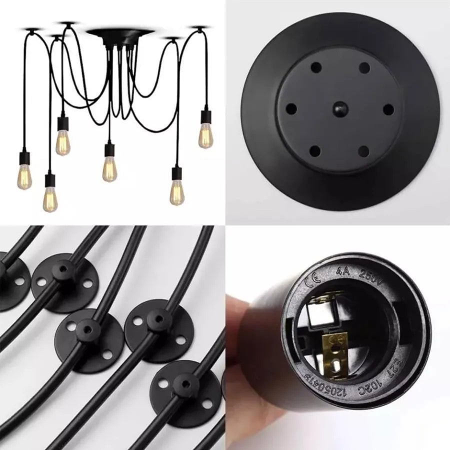 Spider Pendant 6XE27, Black, Metal Classic Chandeliers Default Title Alessandro Design