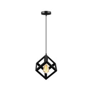 Cube Shape Chandelier, STRUKTUR Uno, 1x E27, Black, Suspended, Metal Luster Industrial Default Title Alessandro Design