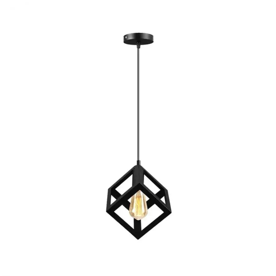 Cube Shape Chandelier, STRUKTUR Uno, 1x E27, Black, Suspended, Metal Luster Industrial Default Title Alessandro Design