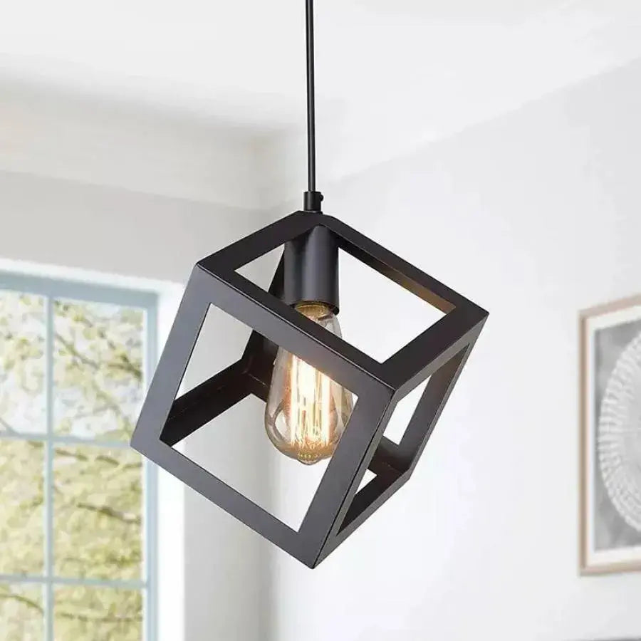 Cube Shape Chandelier, STRUKTUR Uno, 1x E27, Black, Suspended, Metal Luster Industrial Default Title Alessandro Design