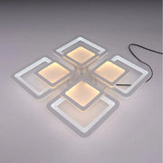 LED chandelier with remote control SUSAN 96W, 4 Squares, Cold/Warm/Neutral light, Dimmable, White LED chandelier with remote control Default Title Alessandro Design
