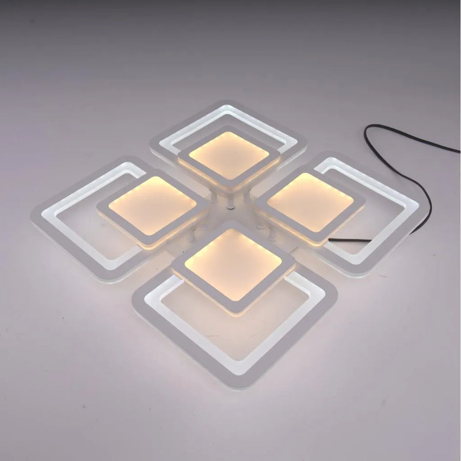 LED chandelier with remote control SUSAN 96W, 4 Squares, Cold/Warm/Neutral light, Dimmable, White LED chandelier with remote control Default Title Alessandro Design