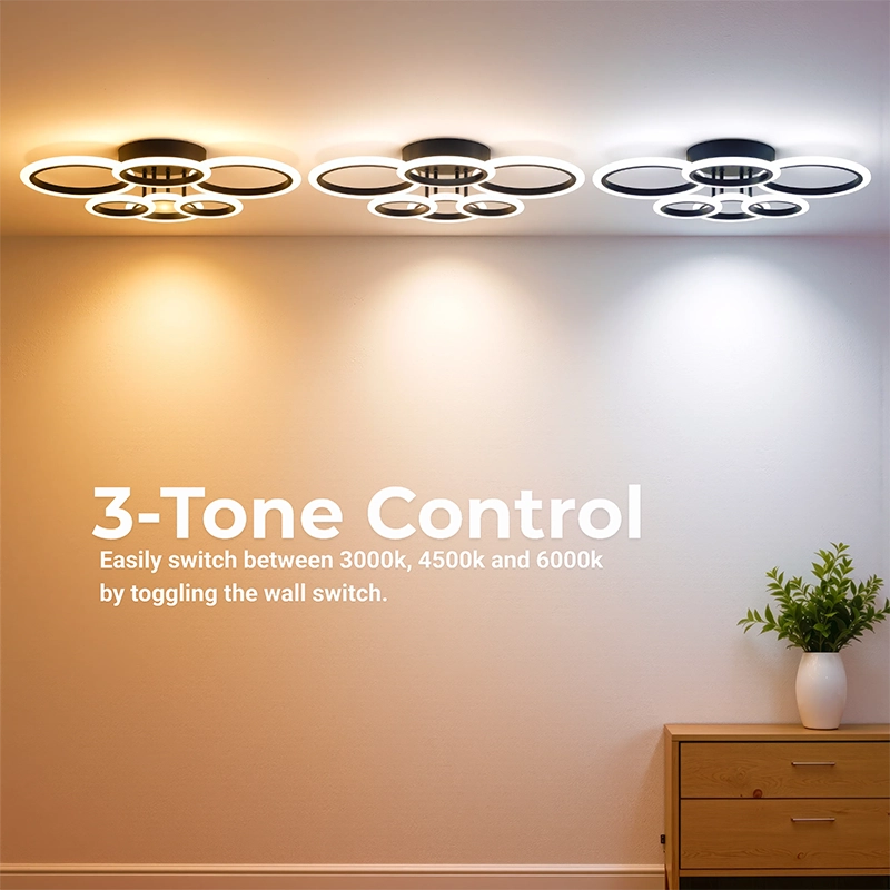 LED Chandelier with Remote Control BETTY 82W, 6 Circles, Cold/Warm/Neutral Light, Dimmable, Black LED Chandeliers with Remote Control Default Title Alessandro Design