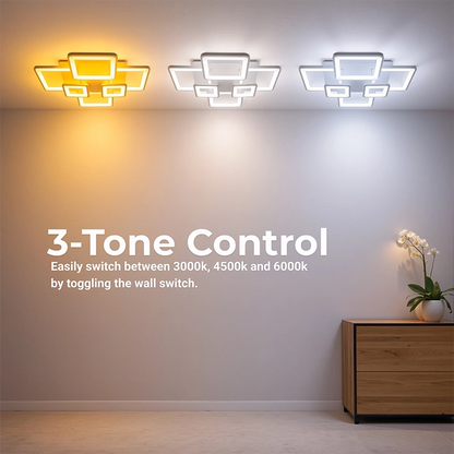 LED chandelier with remote control ELLA 119W, 6 Squares, Cold/Warm/Neutral light, Dimmable, White LED chandelier with remote control Default Title Alessandro Design