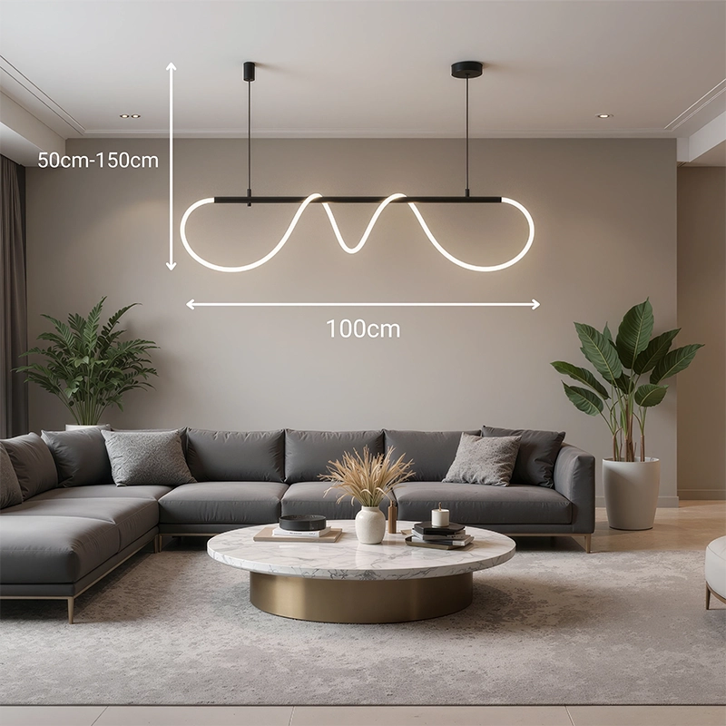 DIVINO LED Chandelier with Flexible Silicone Tube - 24W, Adjustable Light, Matt Black Modern Chandeliers Default Title Alessandro Design