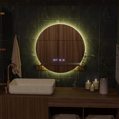 Mirror LED Touch Alfred Defogging System, Clock and Temperature 60x60 cm With Integrated Support Mirrors Korman S Default Title Alessandro Design