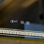 Mirror LED Touch Bruno Demister System, Clock and Temperature 60x80 cm Brushed Gold Frame, S84/60X80 Mirrors Korman S Default Title Alessandro Design