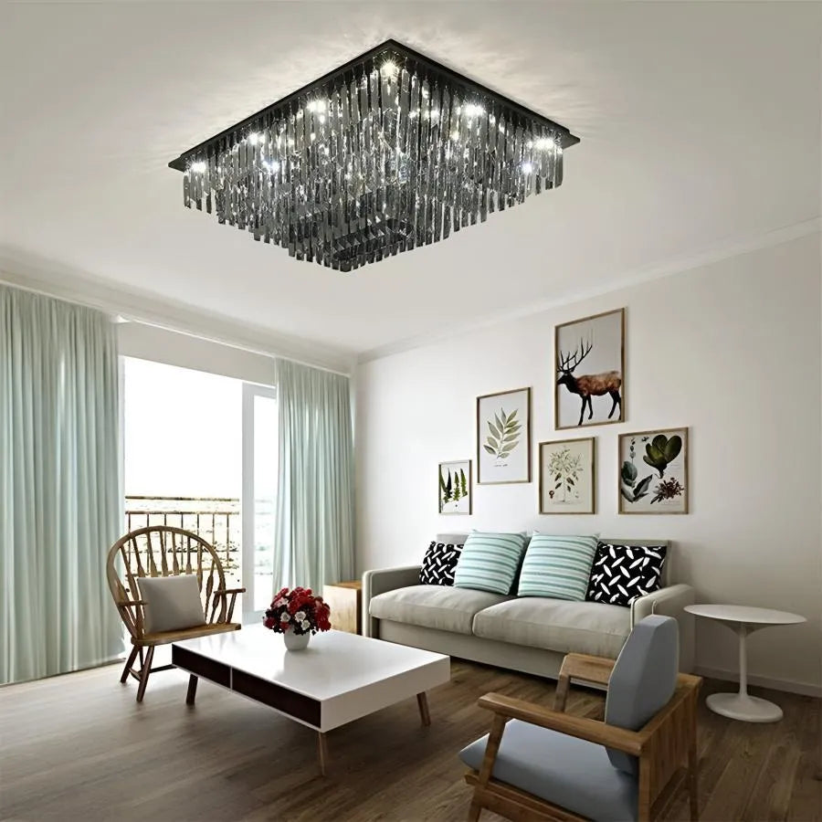 Crystal Chandelier, Brady, 14xE14, Rectangular, Gray Crystal Chandeliers Default Title Alessandro Design