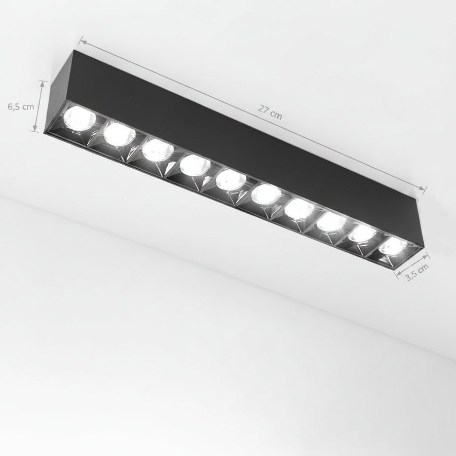 Proiector LED Liniar Aplicat Grilă 15W, Lumina Neutra 4000K, 10 surse, 27 x 3.5 x 6.5 cm Plafoniere LED Default Title Alessandro Design