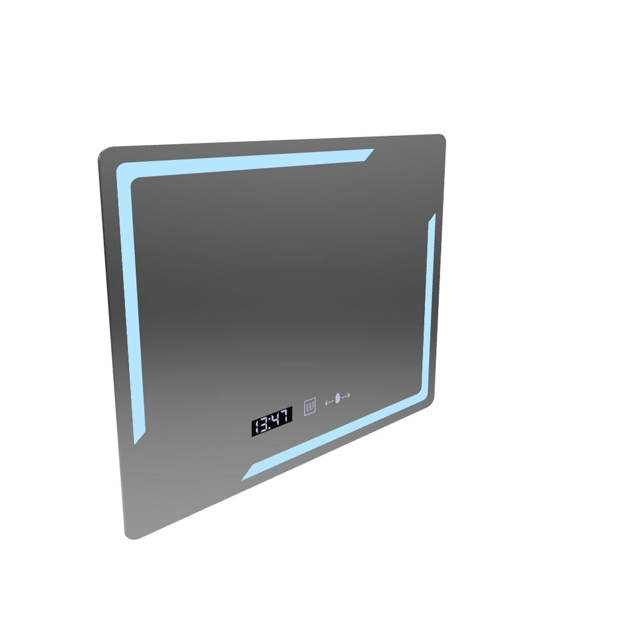 Rectangular LED mirror, 80x60cm, Rayonnement MotionGlow Marcello, Demister System, Clock & Thermometer, Dimmable