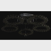 LED chandelier with remote control and crystal ALANUBIS 80W, 5 Circles, Cold/Warm/Neutral light, Dimmable, Shiny Chrome