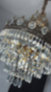 Crystal Chandelier REGALITE Petito, 8XE14, Diameter 45cm, Shiny Gold, Adjustable Height