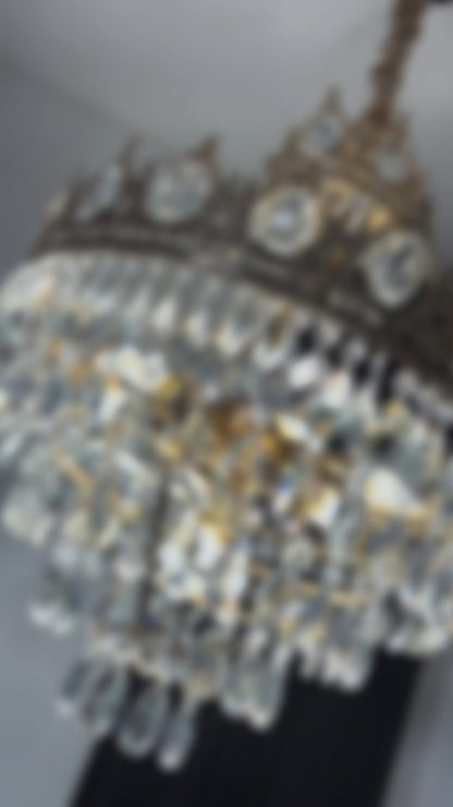 Crystal Chandelier REGALITE Petito, 8XE14, Diameter 45cm, Shiny Gold, Adjustable Height