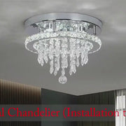 Alberico Round LED Chandelier, 17W, Cool/Warm/Neutral Light, Crystal, Shiny Chrome