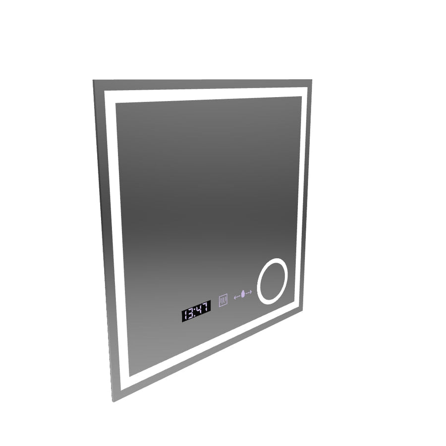 Rectangular LED Mirror, 60x60cm, Souverain MotionGlow Marcello, Demister System, Clock & Thermometer, Cosmetic Magnifier, Dimable