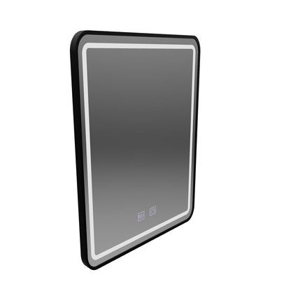Rectangular LED mirror, 45x60cm, EDGE Touch, Demister System, Black Frame