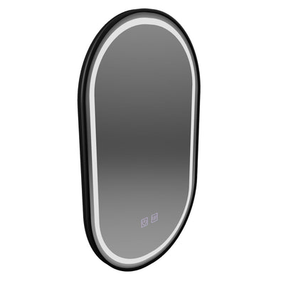 LED Oval Mirror 60x100cm VETRO Touch Dimmable Demister System, Black Frame