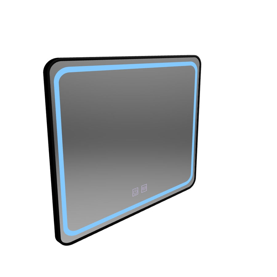 Rectangular LED mirror 80x60cm - EDGE Touch Demister System, Black Frame
