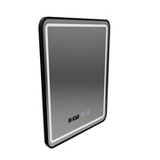 Mirror LED Touch LUCIDA Defogging System, Clock and Temperature 50x70 cm Brushed Black Frame