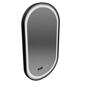 LED Touch Helmut Mirror, Demister System, Clock and Temperature 45x90 cm, Black Frame, Brushed Marcello Funghi