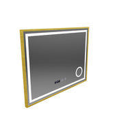 CLARUS LED Touch Mirror De-fogging System, Clock and Temperature 80x60 cm Brushed Gold Frame Cosmetic Magnifier