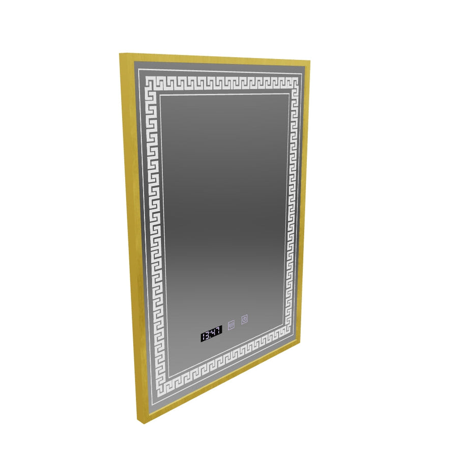 Mirror LED Touch Bruno Defogging System, Clock and Temperature 60x80 cm Brushed Gold Frame, S84/60X80