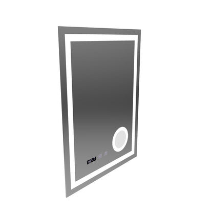 NIVERA LED Touch Mirror De-fogging System, Clock and Temperature 60x80 cm Cosmetic Magnifier