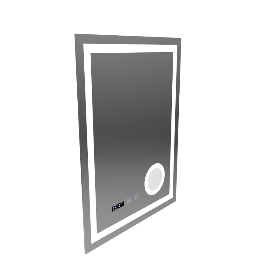 NIVERA LED Touch Mirror De-fogging System, Clock and Temperature 60x80 cm Cosmetic Magnifier